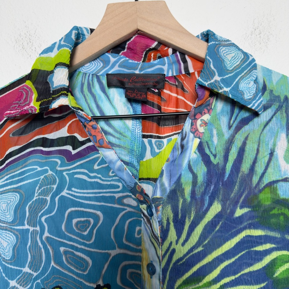 Pleats Collection Women Bohemian Button Top Large Artsy Langelook Patchwork Shee - Picture 2 of 11